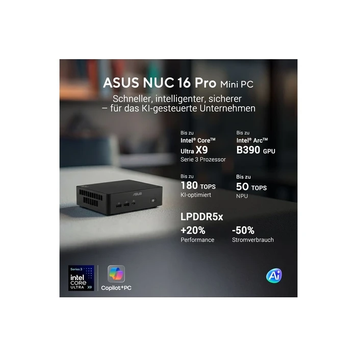 ASUS RNUC16GDKW96C4N2 UX9 (Intel Core Ultra X9 378H), 32GB LPDDR5-5600, 1TB SSD, Windows 11 Pro