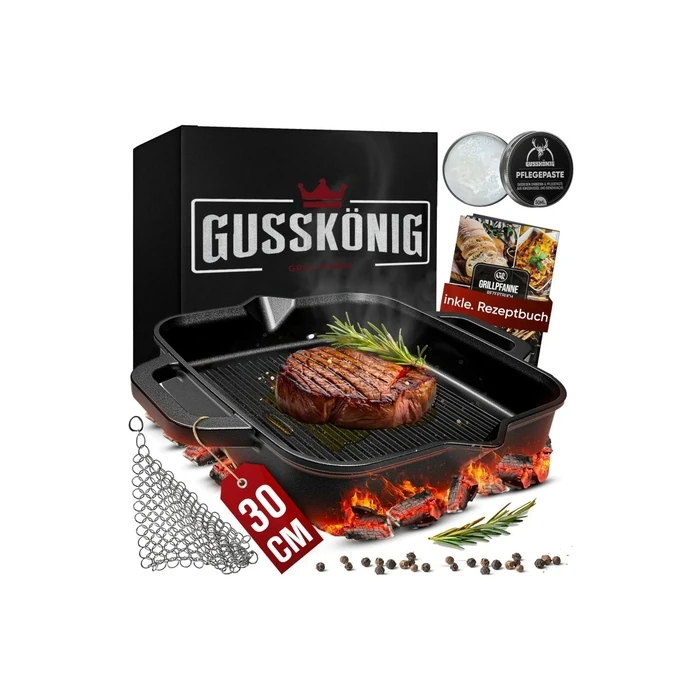 Gussk?nig Pre?seasoned Cast Iron Grill Pan 30 cm (GK-46)
