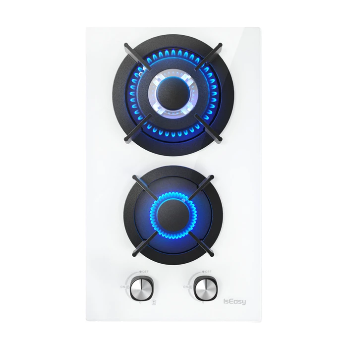 IsEasy MGBG-312A 2-Burner Domino Gas Hob (White Glass)