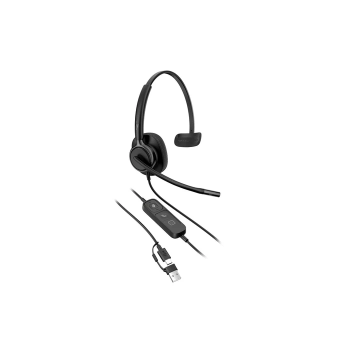 HP Poly Mission 415 Monaural On‑Ear Multimedia Headset with Microphone (USB‑A / USB‑C)
