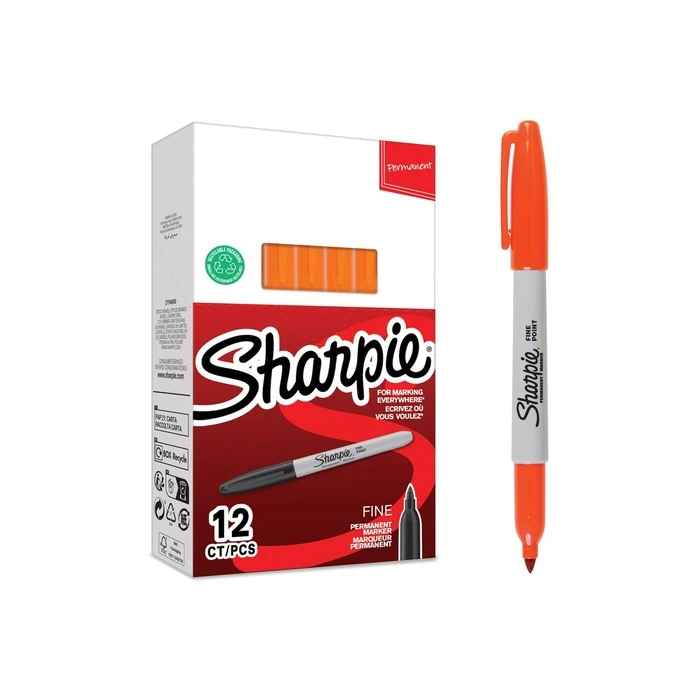 Sharpie Λεπτός Μόνιμος Μαρκαδόρος Στρογγυλή Μύτη Πορτοκαλί - Συσκ. 12 τεμ.