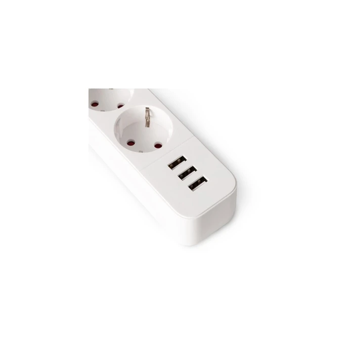 ENTAC πολύπριζο 4 θέσεων με 3x USB-A, καλώδιο 1,5 m, λευκό