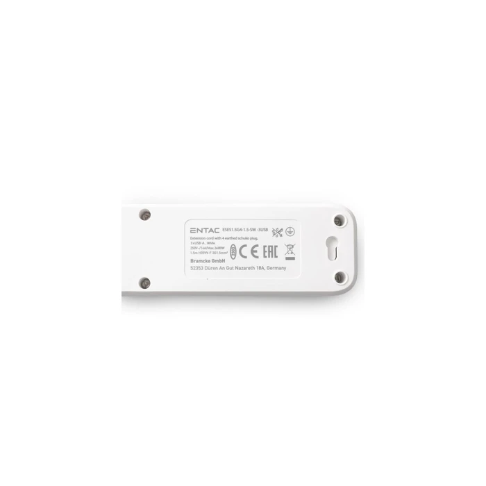 ENTAC πολύπριζο 4 θέσεων με 3x USB-A, καλώδιο 1,5 m, λευκό