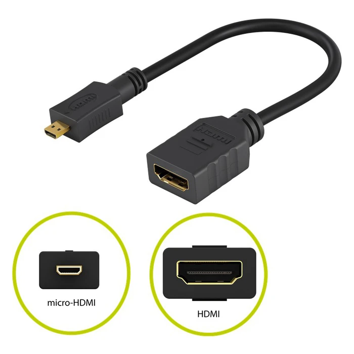 Καλώδιο HDMI Goobay micro σε HDMI 58683, 4K/60Hz, 0.15m, μαύρο