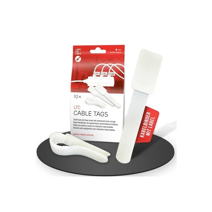 Label-the-Cable LTC Reusable Velcro Cable Tie Labels, white, 10 pcs (LTC 2620-10)
