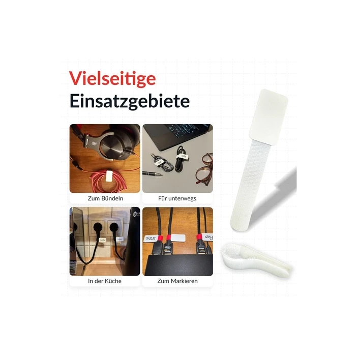 Label-the-Cable LTC Reusable Velcro Cable Tie Labels, white, 10 pcs (LTC 2620-10)
