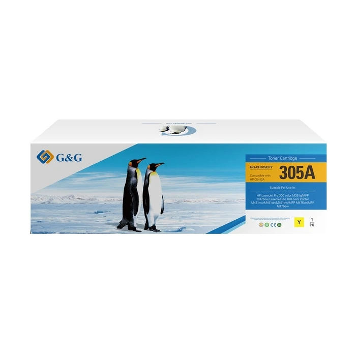 Συμβατό Toner για Laser Εκτυπωτή HP 305A (CE412A) Κίτρινο, 2600 Σελίδων - G&G