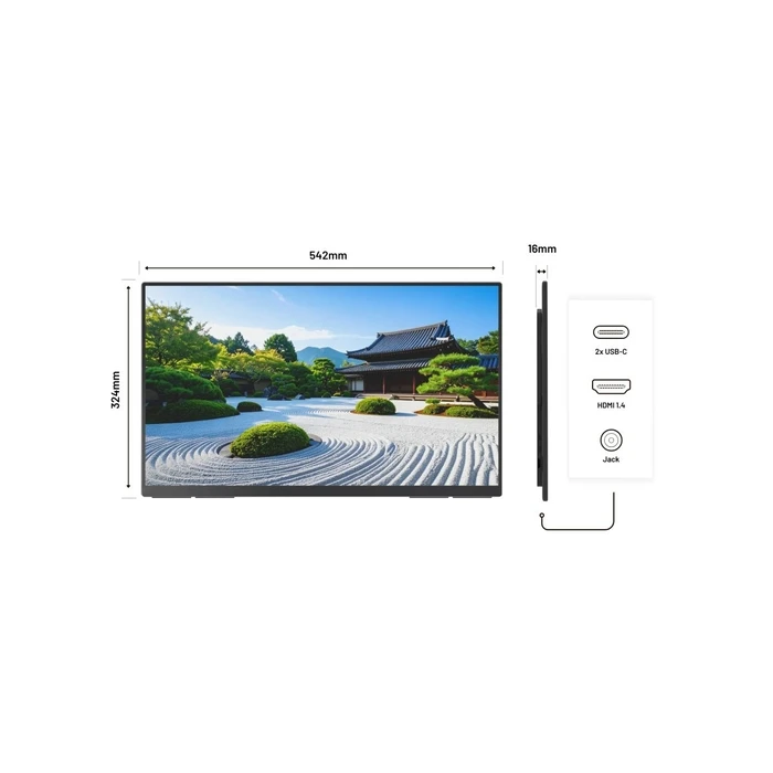 JAPANNEXT JN-MD-IPS238U-C6 23.8-inch 4K UHD Portable Monitor (USB-C / HDMI, HDR10)