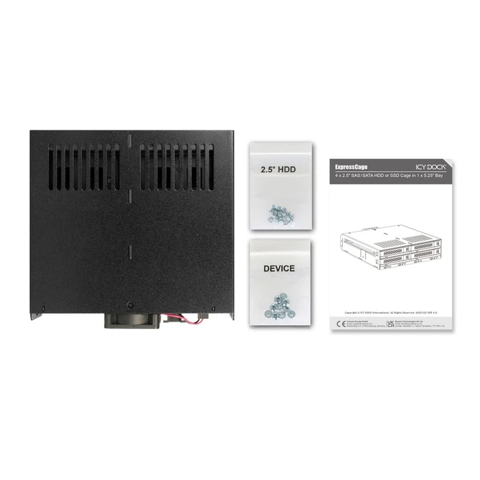 ICY DOCK MB324SP-1B 4-θέσιο mobile rack 2.5" SATA/SAS (1x 5.25" half-height)