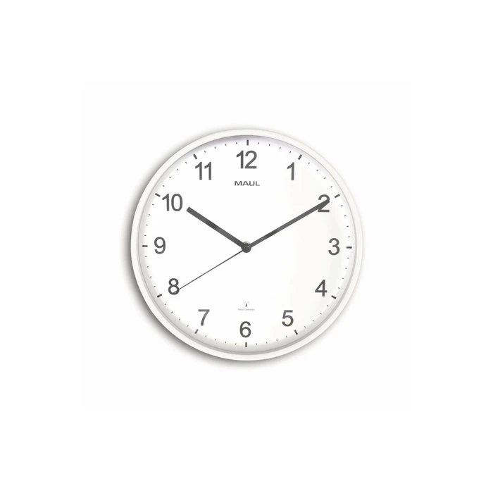 MAUL Wall Clock MAULsprint 30.5 cm, Radio-controlled, incl. battery, white