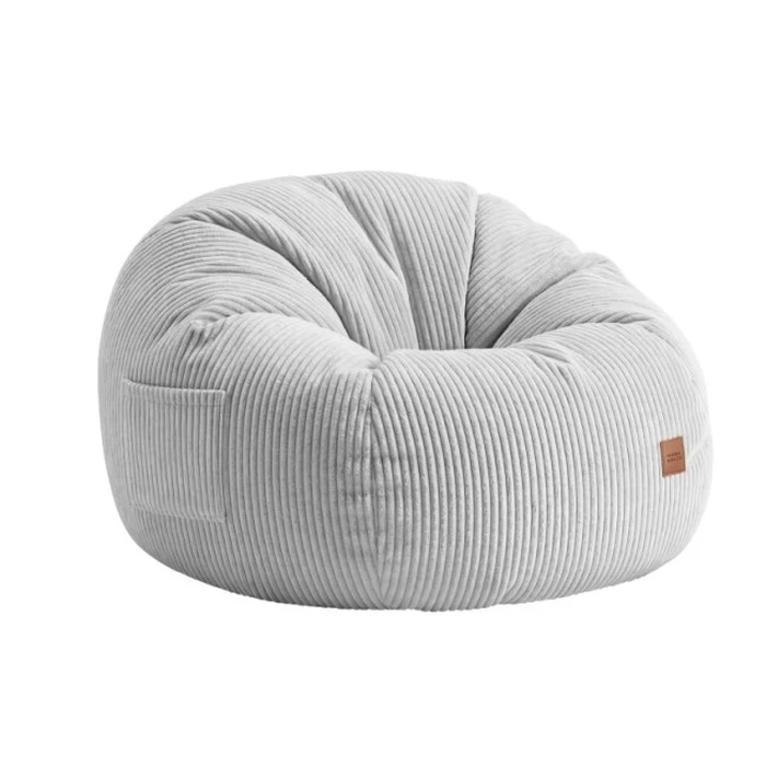 Mark Adler Comfy 3.0 Grey - Corduroy Comfy Armchair with Pouffe
