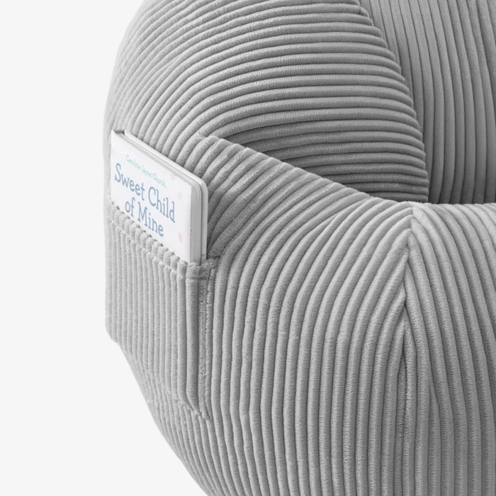 Mark Adler Comfy 3.0 Grey - Corduroy Comfy Armchair with Pouffe
