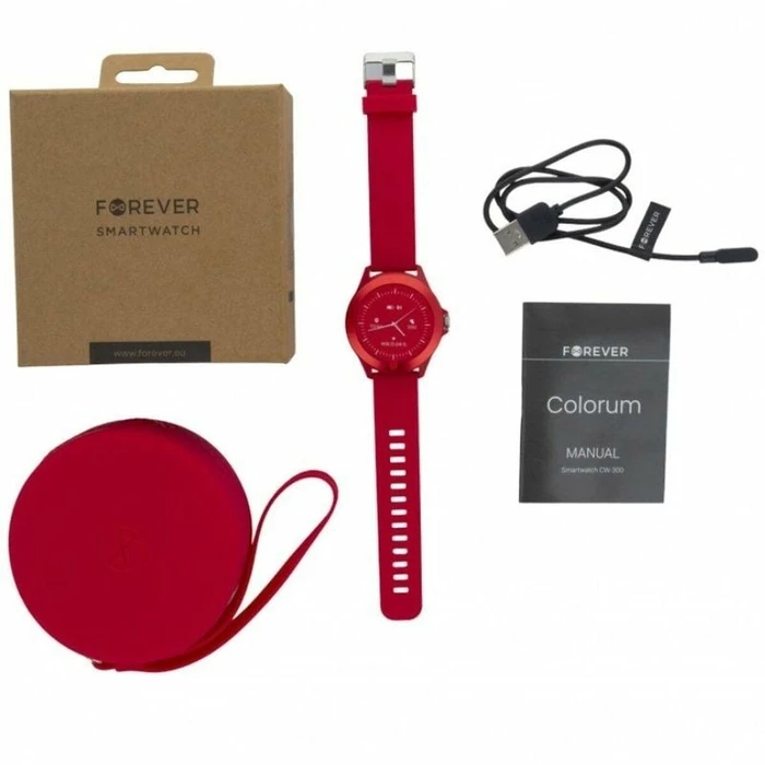 Forever Colorum CW-300 43mm Smartwatch με Παλμογράφο (Magenta)