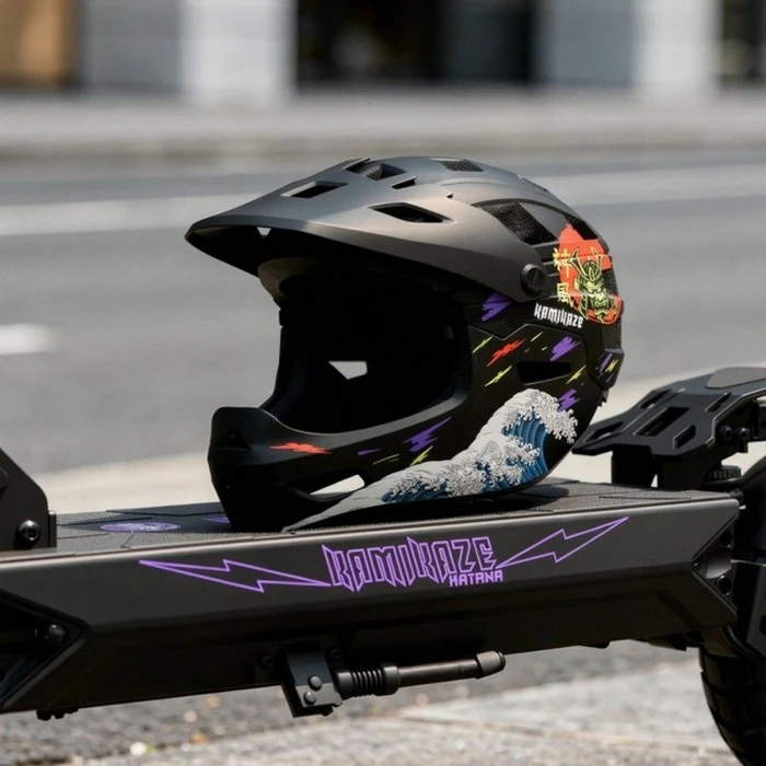 Kamikaze Ronin Wave Black with Chin Guard (Size L)