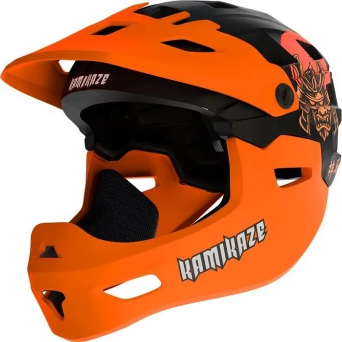 Kamikaze Ronin Helmet Orange with Chin Guard L (58–61 cm)