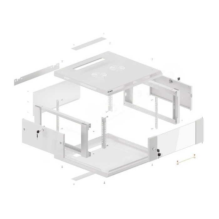 LANBERG Επιτοίχια Ντουλάπα Rack 19" 4U WF01-6604-10S, 600x600x290 mm, Γκρι (RAL7035)