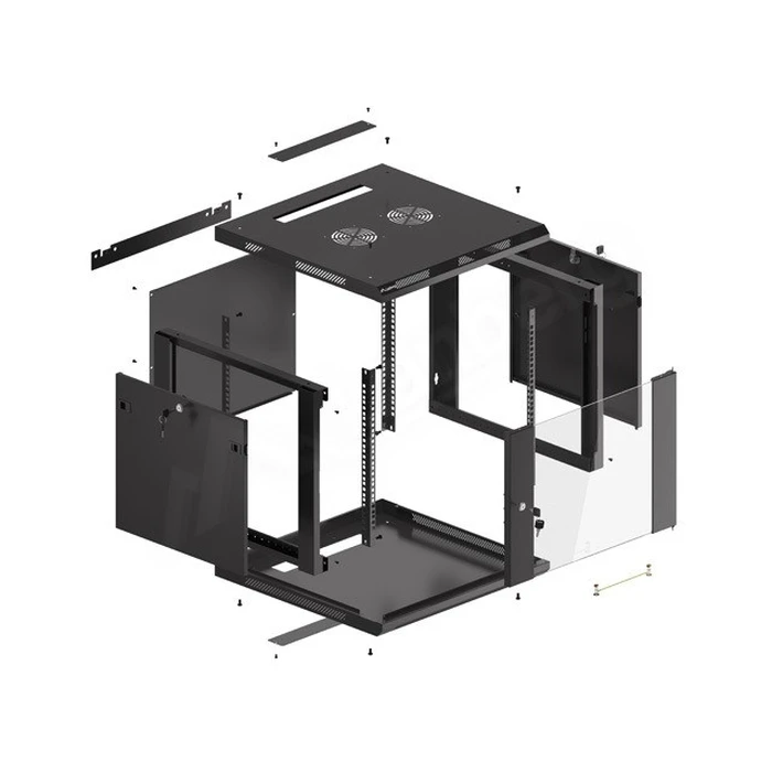 Lanberg 19" Wall-Mount Rack Cabinet 9U 600x600 mm Black (WF01-6609-10B)