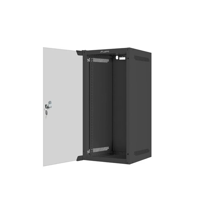 Lanberg 10" επιτοίχια ντουλάπα rack 12U 280x310x603 mm με γυάλινη πόρτα, μαύρη (WF10-2312-10B)