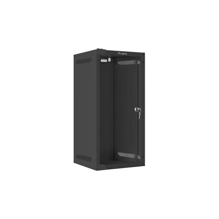 Lanberg 10" επιτοίχια ντουλάπα rack 12U 280x310x603 mm με γυάλινη πόρτα, μαύρη (WF10-2312-10B)