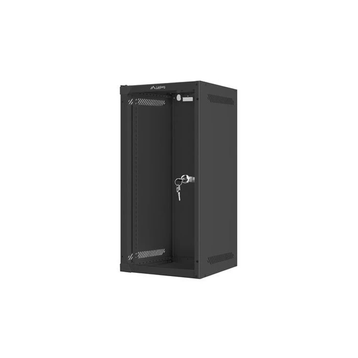 Lanberg 10" επιτοίχια ντουλάπα rack 12U 280x310x603 mm με γυάλινη πόρτα, μαύρη (WF10-2312-10B)