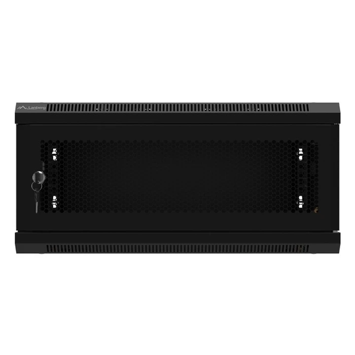 LANBERG 19" τοιχόμενη ντουλάπα Rack 4U 600x450 mm, μαύρη, εμπρός πόρτα περφορέ (flat pack)