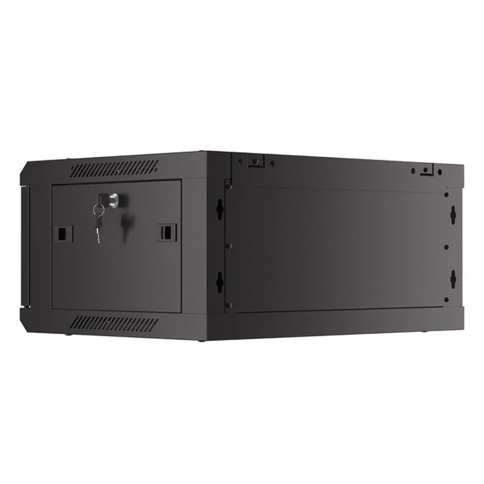 LANBERG 19" τοιχόμενη ντουλάπα Rack 4U 600x450 mm, μαύρη, εμπρός πόρτα περφορέ (flat pack)