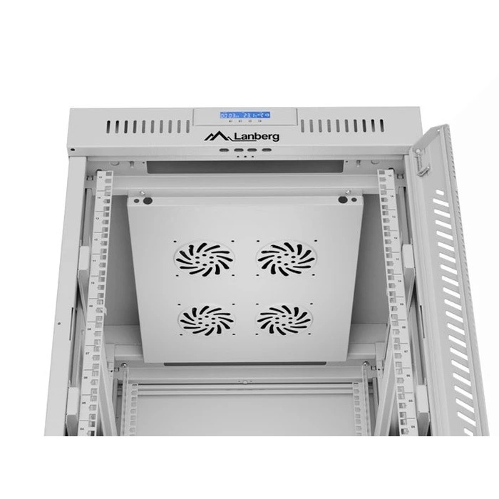 LANBERG 19" δαπέδου rack 15U 600x800 γκρι με γυάλινη πόρτα LCD V2