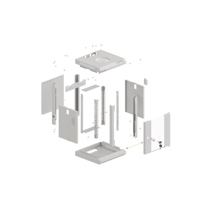 Lanberg 10" επιτοίχια Rack 4U 300x300 mm γκρι, πόρτα με τζάμι (Flat Pack)