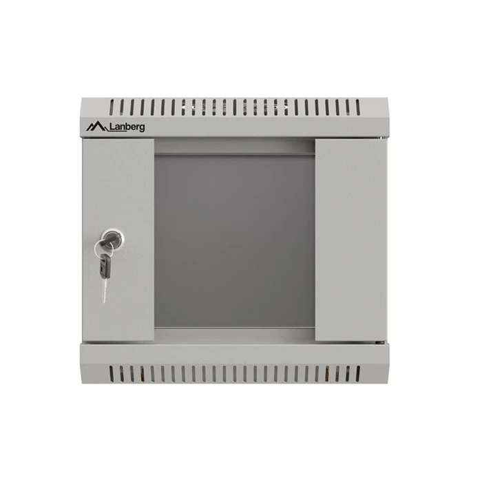 Lanberg 10" επιτοίχια Rack 4U 300x300 mm γκρι, πόρτα με τζάμι (Flat Pack)