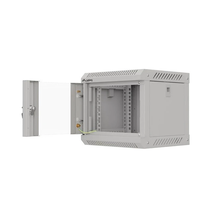 Lanberg 10" επιτοίχια Rack 4U 300x300 mm γκρι, πόρτα με τζάμι (Flat Pack)