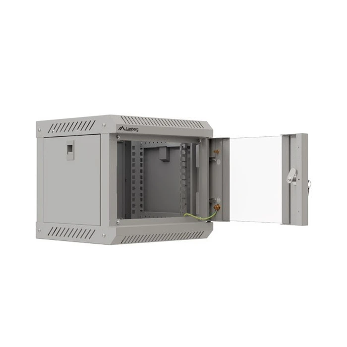Lanberg 10" επιτοίχια Rack 4U 300x300 mm γκρι, πόρτα με τζάμι (Flat Pack)