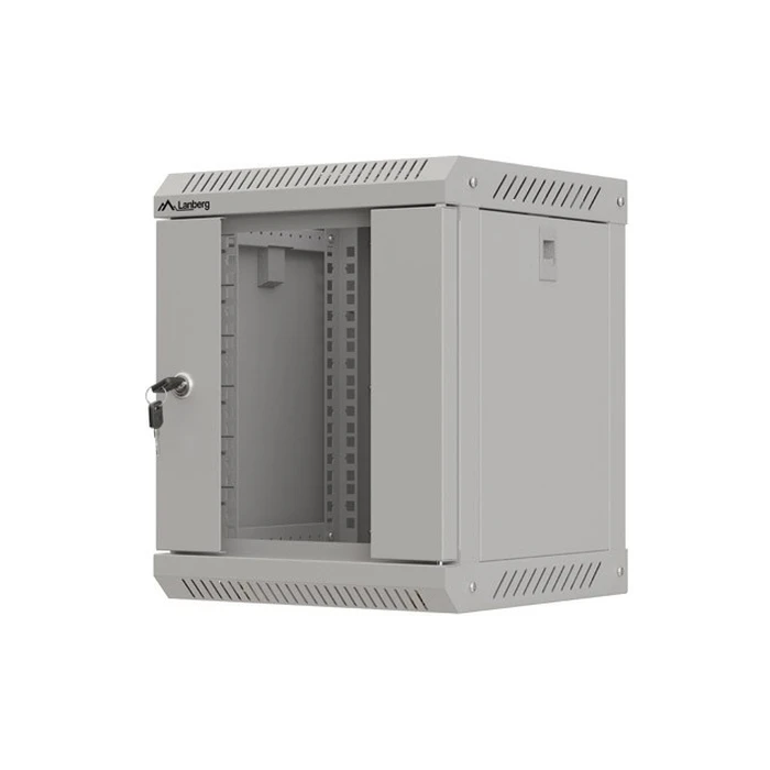 Ντουλάπα rack τοίχου 10" 6U 300x300 mm γκρι με γυάλινη πόρτα (Flat Pack) - LANBERG WF11-3306-10S