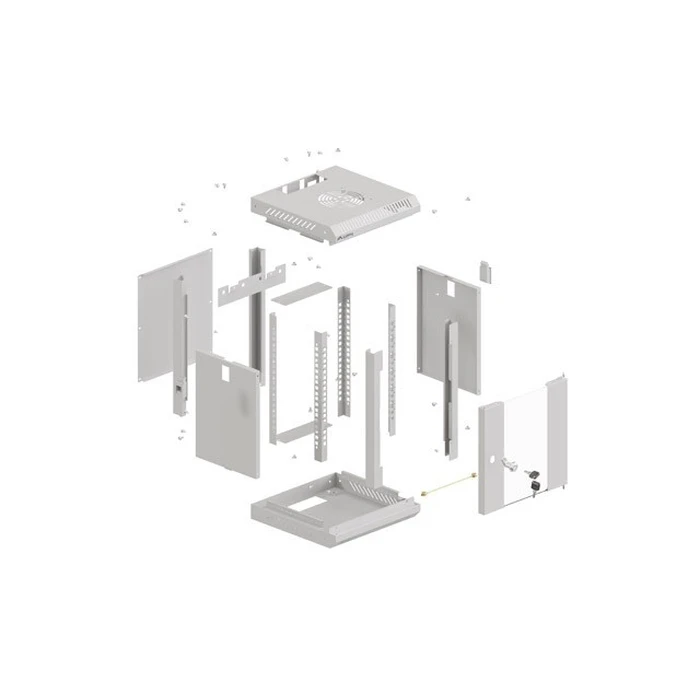 Ντουλάπα rack τοίχου 10" 6U 300x300 mm γκρι με γυάλινη πόρτα (Flat Pack) - LANBERG WF11-3306-10S