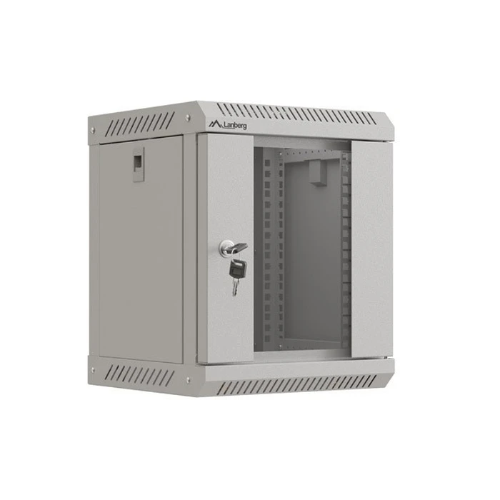 Ντουλάπα rack τοίχου 10" 6U 300x300 mm γκρι με γυάλινη πόρτα (Flat Pack) - LANBERG WF11-3306-10S