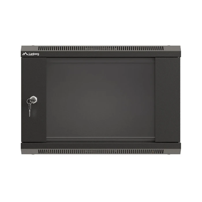 Lanberg Επιτοίχια Καμπίνα Rack 19" 6U Μαύρο με εμπρόσθια πόρτα από tempered glass