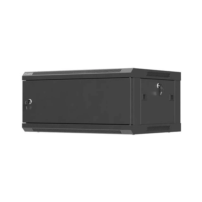 Lanberg 19" Wall-Mount Rack Cabinet 4U 600x450 Black, Metal Door WF01-6404-00B