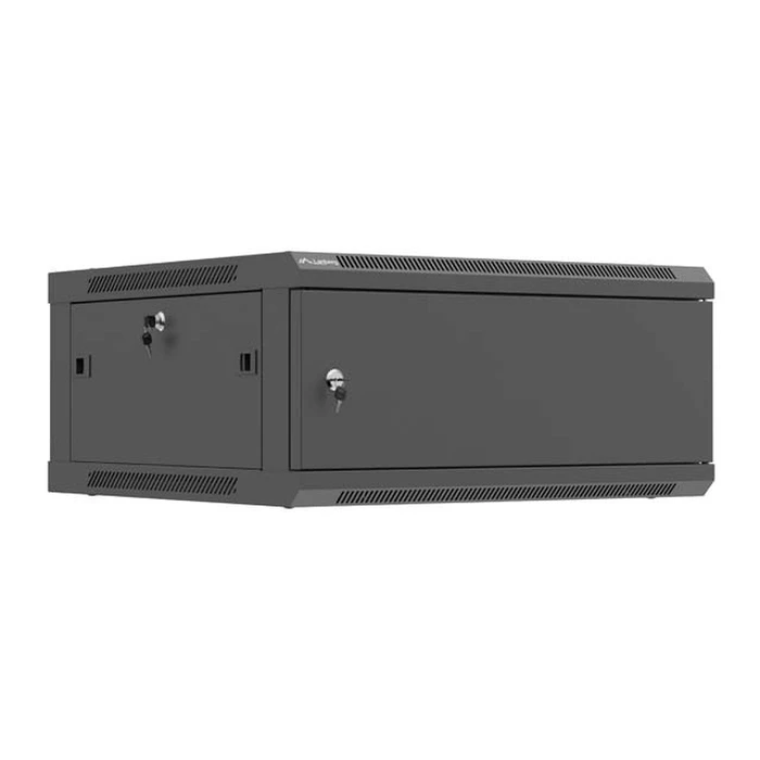 Lanberg 19" επιτοίχια ντουλάπα Rack 4U 600x600 mm μαύρη με μεταλλική πόρτα