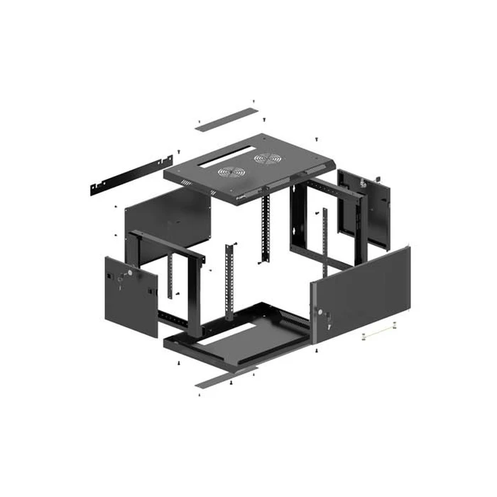 Lanberg 19" επιτοίχια ντουλάπα Rack 4U 600x600 mm μαύρη με μεταλλική πόρτα