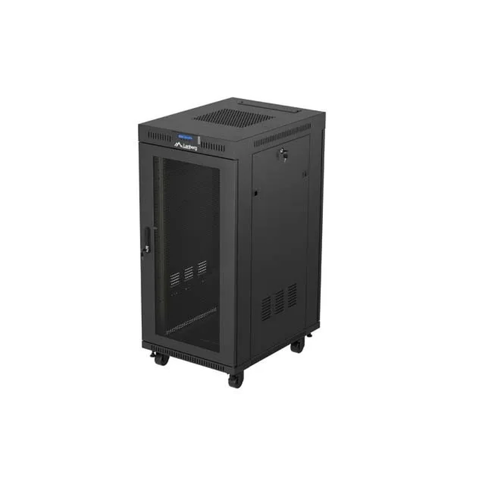 Lanberg 19" 24U Floor-Standing Rack Cabinet 600x800 Black Perforated Front Door LCD V2