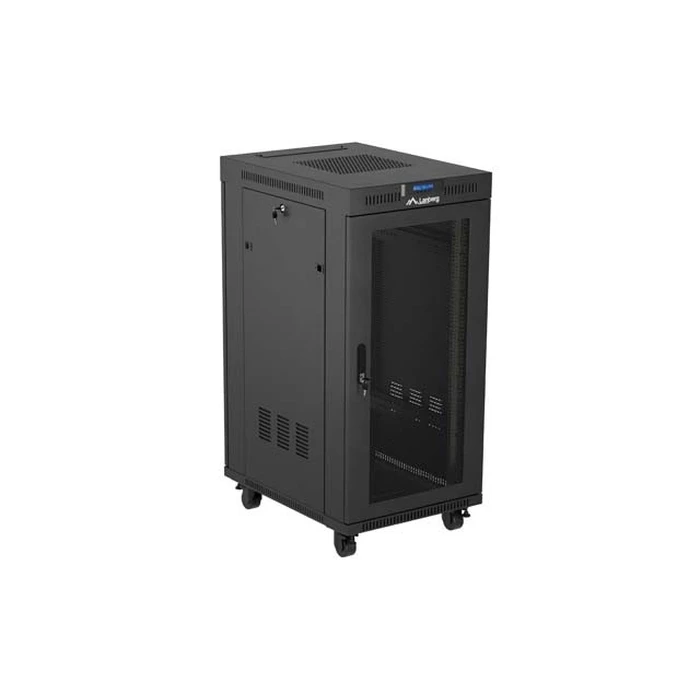 Lanberg 19" 24U Floor-Standing Rack Cabinet 600x800 Black Perforated Front Door LCD V2