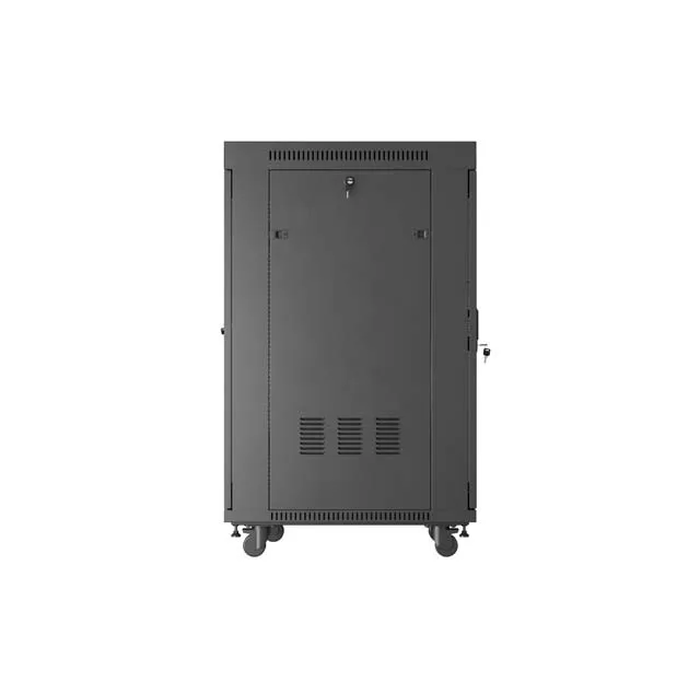 Lanberg 19" 24U Floor-Standing Rack Cabinet 600x800 Black Perforated Front Door LCD V2