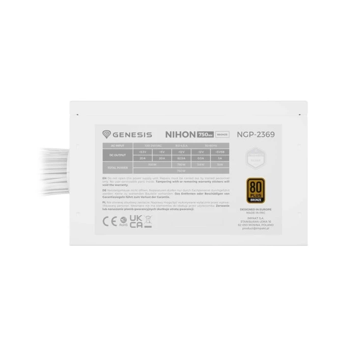 Genesis Nihon 750NM White 750W 80 Plus Bronze ATX 3.1 PSU