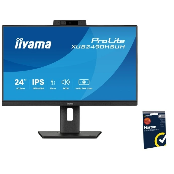 iiyama ProLite XUB2490HSUH-B2 23.8" IPS Full HD 100Hz Monitor (Bundle with Norton Small Business)