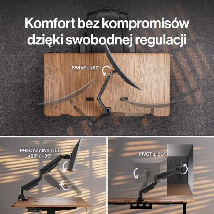 Endorfy Atlas GS Pro Single - Μονός βραχίονας οθόνης με αμορτισέρ αερίου