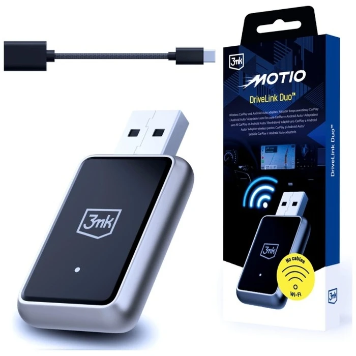 3mk DriveLink Duo™ – Ασύρματος Adapter CarPlay & Android Auto (Wi‑Fi 6, Bluetooth 5.4)