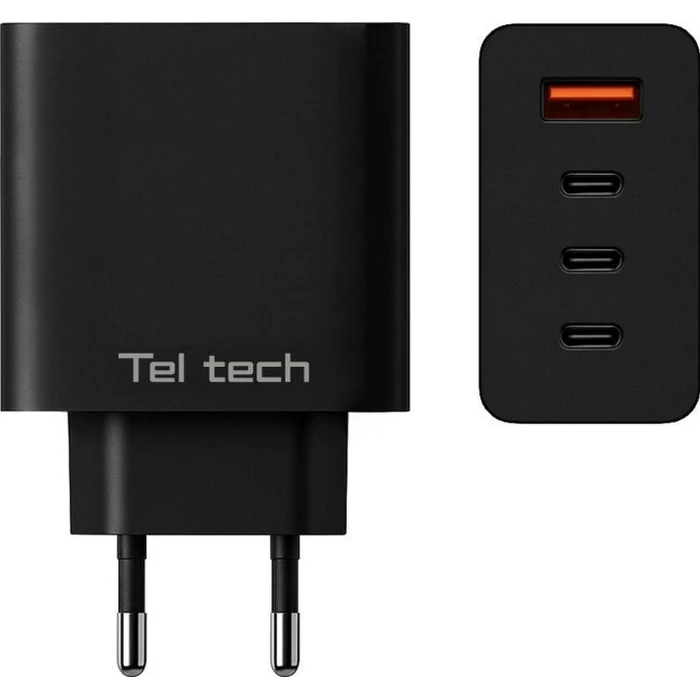 Teltech GaN Wall Charger USB + 3x USB-C 100W QC/PD Black TCH-08