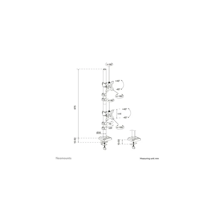 Neomounts TIS 10"-32" διπλός βραχίονας γραφείου 1 άρθρωση μαύρο Max 18KG