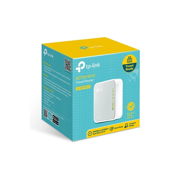 TP-LINK TL-WR902AC v1 Wireless Router Wi‑Fi 5 (AC750 Dual Band Mini Travel Router)