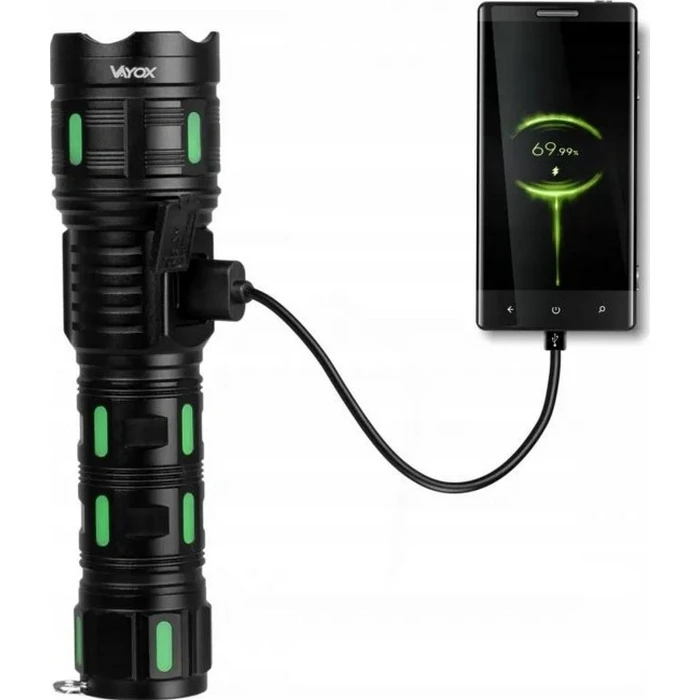 Vayox VA0365 Pro Series 1200lm - Τακτικός επαναφορτιζόμενος φακός LED (Μαύρος)