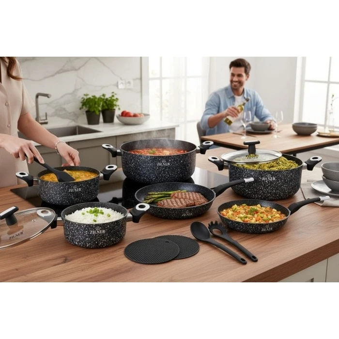 Zilner Marble 19-piece Cookware Set ZL-8821 (Gray)